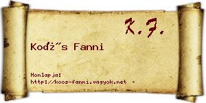 Koós Fanni névjegykártya